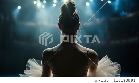 AI-generated content. Ballerina Gracefully Performing on Stage 110123991