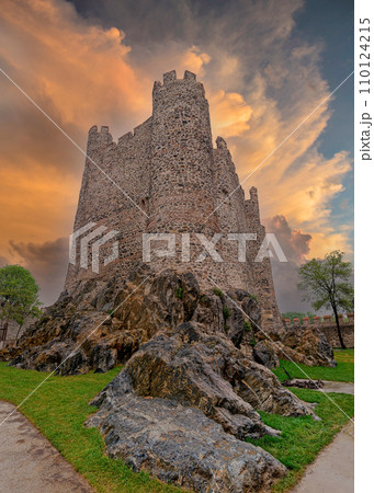 Anadolu Hisari, 13th century medieval Ottoman fortress by Anatolian side of Bosporus, Beykoz district, Istanbul, Turkey 110124215