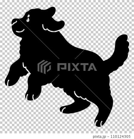 Simple and cute jumping Great Pyrenees silhouette with face 110124305