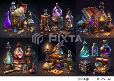 Clip art set of magical item, witchcraft kit 110125138