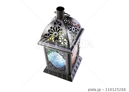 moroccan arabic metal lantern decorative candle holder isolated on white background moroccan arabic metal lantern decorative candle holder isolated on white background 110125288