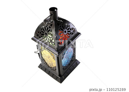 moroccan arabic metal lantern decorative candle holder isolated on white background moroccan arabic metal lantern decorative candle holder isolated on white background 110125289