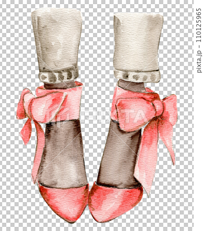 Watercolor fashion legs on high heels illustration. Fashion and style, clothing and accessories. Footwear. Perfect for greetings cards, invitation, poster, party decoration. Watercolor fashion legs on high heels illustration. Fashion and style, clothing and accessories. Footwear. Perfect for greetings cards, invitation, poster, party decoration. 110125965