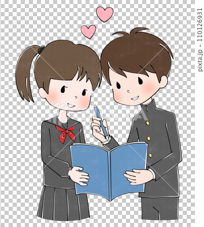 セーラー服と学ランを着た学生のイラスト 110126931