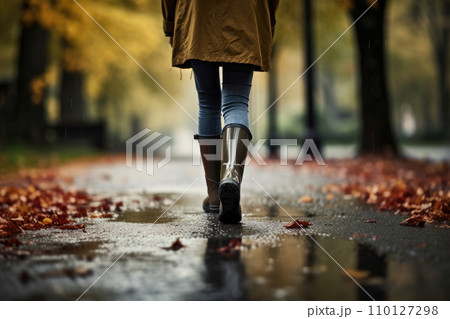 Woman Walking After the Rain, Generative AI 110127298