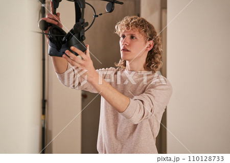 Gamer boy in his room 110128733