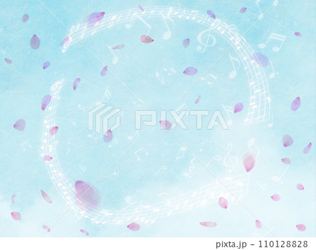 花びら舞い散る桜の背景素材 110128828