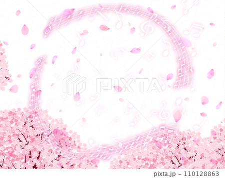 花びら舞い散る桜の背景素材 110128863