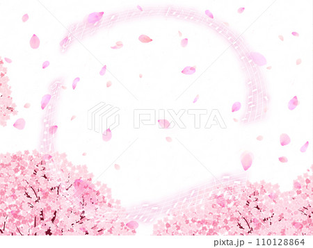 花びら舞い散る桜の背景素材 110128864