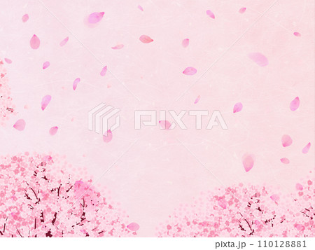 花びら舞い散る桜の背景素材 110128881