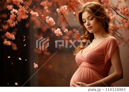 Radiant and Blissful Expecting Mother Cherishing the Precious Moments of Pregnancy 110128965