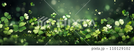 Banner. St. Patricks Day Clover Background - Festive Shamrock Pattern for Irish Holiday. Lucky Banner. St. Patricks Day Clover Background - Festive Shamrock Pattern for Irish Holiday. Lucky 110129102