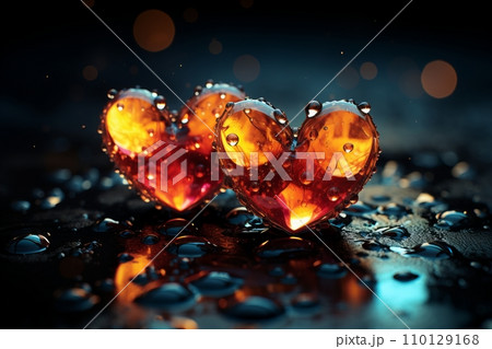 Colorful Heart Shapes on Light Colored Background with Soft Glow, Love and Romance Concept 110129168