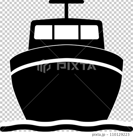 從船頭看到的一艘小船的圖標，透明背景 110129223