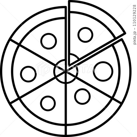 6つにカットしたピザのアイコン、透明背景 6つにカットしたピザのアイコン、透明背景 110129228