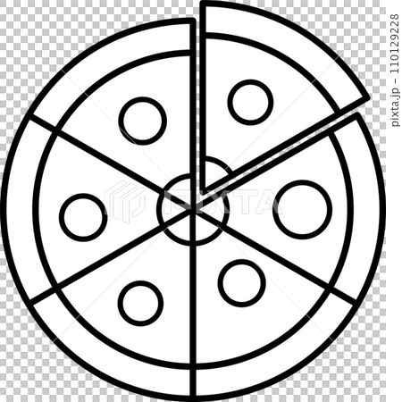 6つにカットしたピザのアイコン、透明背景 6つにカットしたピザのアイコン、透明背景 110129228
