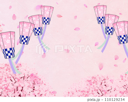 花びら舞い散る桜の背景素材 110129234