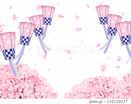 花びら舞い散る桜の背景素材 110129237