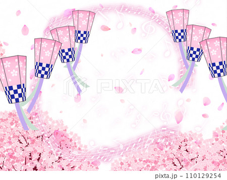 花びら舞い散る桜の背景素材 110129254