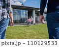Happiness. Senior grandparents meeting little child girl 110129533
