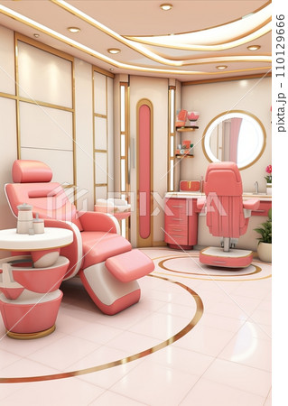 Stylish and Glamorous Pink Beauty Salon Interior with a Modern Twist. Vertical Photo 110129666