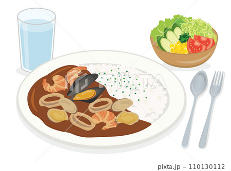 洋食_シーフードカレーセット（サラダ付き） 110130112