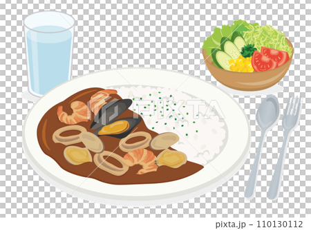 洋食_シーフードカレーセット（サラダ付き） 110130112