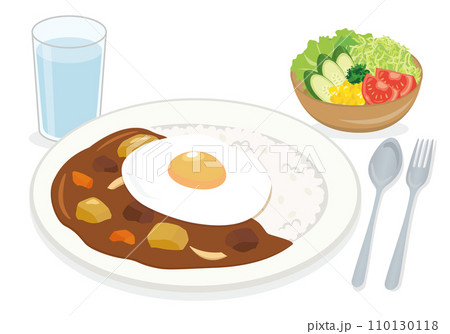 洋食_月見カレーセット(目玉焼き・サラダ付き) 洋食_月見カレーセット(目玉焼き・サラダ付き) 110130118