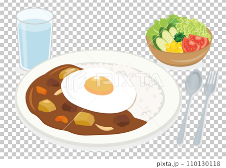 洋食_月見カレーセット(目玉焼き・サラダ付き) 洋食_月見カレーセット(目玉焼き・サラダ付き) 110130118