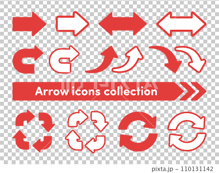 Simple arrow icon set - red - Stock Illustration [110131142] - PIXTA