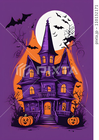 a design style halloween haunted house pumpkin a design style halloween haunted house pumpkin 110132171