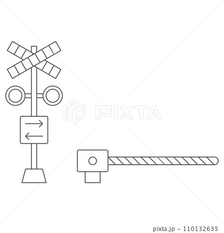 駅関連の単品イラストアイコン　踏切 110132635