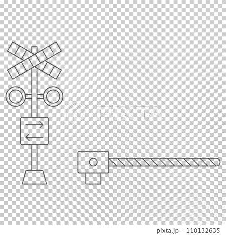 駅関連の単品イラストアイコン　踏切 110132635