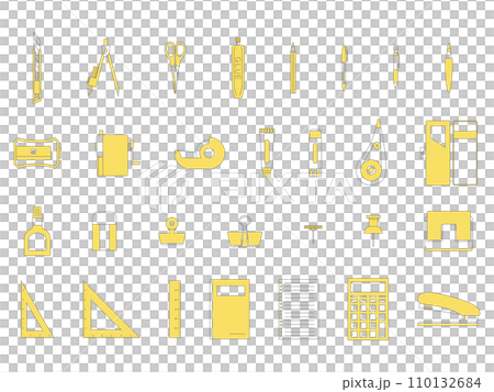 文房具のカラーイラストアイコンセット 110132684