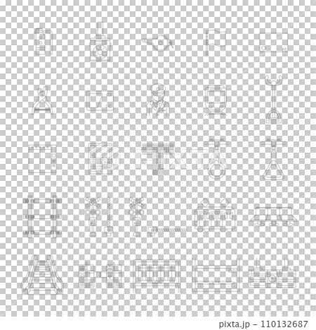駅関連のイラストアイコンセット 駅関連のイラストアイコンセット 110132687