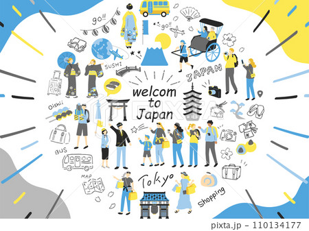 日本観光を楽しむ外国人 日本観光を楽しむ外国人 110134177