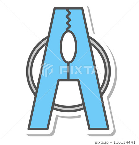日用品のステッカー単品イラストアイコン　洗濯バサミ 110134441