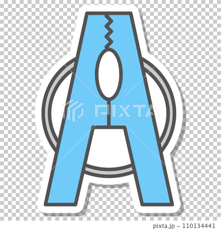 日用品のステッカー単品イラストアイコン　洗濯バサミ 110134441