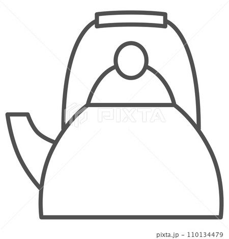 日用品の線画単品イラストアイコン　やかん 110134479