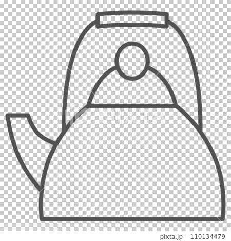 日用品の線画単品イラストアイコン　やかん 110134479