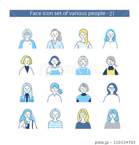 若い女性　アイコンセット　上半身　21 110134703
