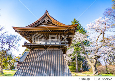 陸奥國分寺 薬師堂 鐘楼 春 桜 満開 宮城県仙台市 陸奥國分寺 薬師堂 鐘楼 春 桜 満開 宮城県仙台市 110135952