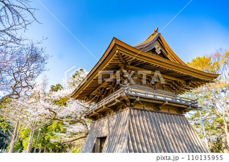 陸奥國分寺　薬師堂　鐘楼　春　桜　満開　宮城県仙台市 110135955
