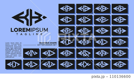 Bundle of geometric line rhombus letter K KK logo design 110136600