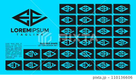 Bundle of geometric line rhombus letter E EE logo design Bundle of geometric line rhombus letter E EE logo design 110136606