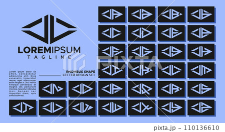 Bundle of geometric line rhombus letter J JL logo design 110136610