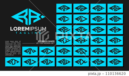 Bundle of geometric line rhombus letter R RR logo design Bundle of geometric line rhombus letter R RR logo design 110136620