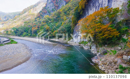 紅葉の季節の井倉洞・井倉の滝 110137098