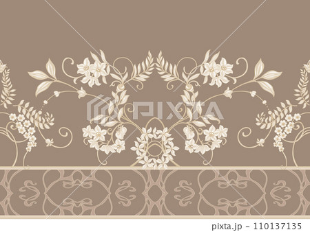Fantasy flowers, decorative flowers and leaves in art nouveau style Fantasy flowers, decorative flowers and leaves in art nouveau style 110137135