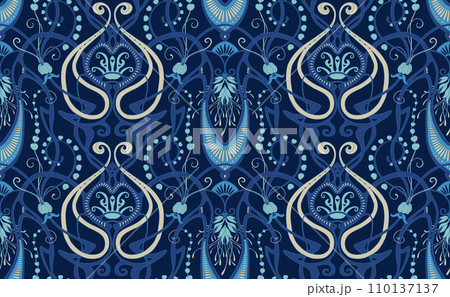 Fantasy flowers, decorative flowers and leaves in art nouveau style Fantasy flowers, decorative flowers and leaves in art nouveau style 110137137